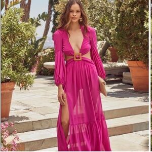 Luxxel | Dresses | Luxxelvicisonybees Magenta Cut Out Dress |